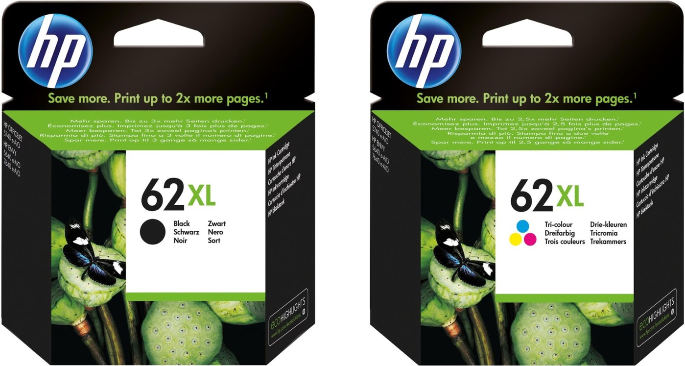 HP Pack 62XL noir et couleurs